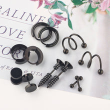 Load image into Gallery viewer, Earrings Set 12 Hip Hop Ear Accessories Barbell Zircon Earrings Ear Clips
