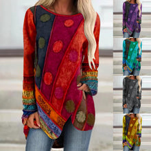 Load image into Gallery viewer, Women's Autumn Retro Top Irregular Loose Long-Sleeved T-shirt
