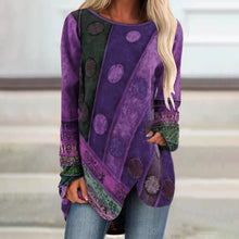 Load image into Gallery viewer, Women's Autumn Retro Top Irregular Loose Long-Sleeved T-shirt
