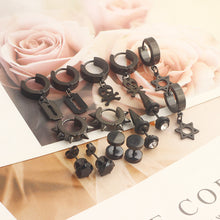 Load image into Gallery viewer, Zircon Stud Earrings round Cake Barbell Earrings Men's Personality Set Combination
