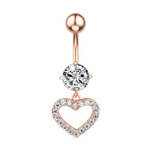 Load image into Gallery viewer, New Peach Heart Zirconium Navel Ring Navel Stud Piercing Jewelry
