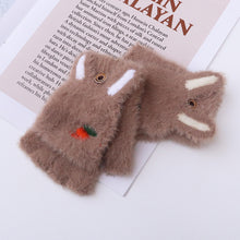 Load image into Gallery viewer, Plush Half Finger Flip Radish Winter Gloves Female Writing and Playing Mobile Phone Cute Warm Gloves
