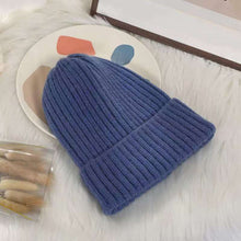 Load image into Gallery viewer, Winter Knitting Vertical Bar Baby's Knit Hat Outdoor Pure Color Warm Keeping Windproof Sleeve Cap New Knitted Woolen Cap Simple
