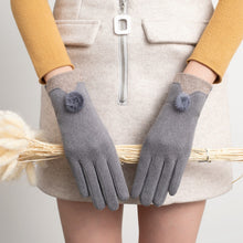 Load image into Gallery viewer, Women's Dralon Rabbit Plush Winter Korean Style Finger Touch Screen Warm Fur Ball Gloves

