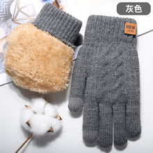 Load image into Gallery viewer, Double-Layer Men's Thickened Fleece-Lined Winter New Touch Screen Gloves Cold-Proof Warm Plush Knitted Gloves
