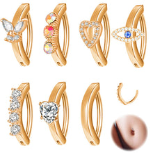 Load image into Gallery viewer, Navel Stud Glossy Stainless Steel Zircon Butterfly Male Umbilical Ring Piercing Jewelry

