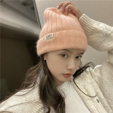 Load image into Gallery viewer, Hat Female Autumn and Winter Korean Style All-Matching Solid Color Digital Ins Knitted Hat Warm Korean Fashion Cute Wool Hat
