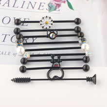Load image into Gallery viewer, Barbell Cross Bar 10-Piece Set Popular Ear Studs Double Ear-Hole Ear Studs
