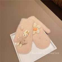 Load image into Gallery viewer, Autumn and Winter Women's Outdoor Riding Gloves Cartoon Cute Rabbit Thickened Fleece Warm Gloves
