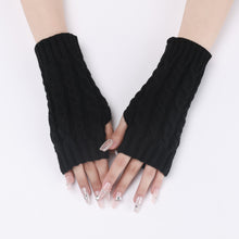Load image into Gallery viewer, Autumn and Winter 8 Words Hemp Pattern Short Open Finger Knitting Wool Gloves Men's and Women's Knitted Warm Half Finger Arm Sleeve
