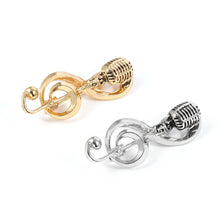 Load image into Gallery viewer, European and American Fashion Retro Microphone Music Brooch Classic Musical Note Microphone Brooch Ornament
