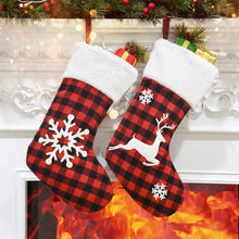 Load image into Gallery viewer, Christmas Decoration Supplies Black and Red Plaid Christmas Stockings Children's Gift Bag Candy Bag Ballet Socks
