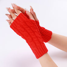 Load image into Gallery viewer, Autumn and Winter 8 Words Hemp Pattern Short Open Finger Knitting Wool Gloves Men's and Women's Knitted Warm Half Finger Arm Sleeve
