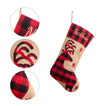 Load image into Gallery viewer, Christmas Decoration Large Machine Embroidery Christmas Stockings Christmas Plaid Elk Snowflake Children's Gift Socks Pendant
