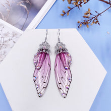 Load image into Gallery viewer, S925 Ear Hook Butterfly Earrings Temperamental Earrings Cicada Wings Gradient Color Girls Stud Earrings
