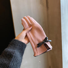 Load image into Gallery viewer, Winter Women's Korean-Style Cute Bow Fleece-Lined Thickened Autumn Riding Electric Car Cold-Proof Warm Touch Screen Gloves
