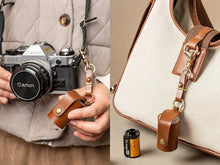 Load image into Gallery viewer, Retro Film Leather Protective Cover Convenient Film Storage Leather Cover Kodak Film Leather Box Pendant
