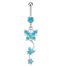 Load image into Gallery viewer, High Quality Five-Piece Blue Turquoise Series Belly Ring Combination
