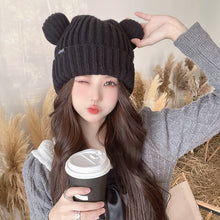 Load image into Gallery viewer, Cat Ears Knitted Hat Women's Autumn and Winter Warm Thickened Earflaps Cute Japanese Style Face-Showing Primary School Student Wool Hat
