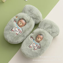 Load image into Gallery viewer, Winter New Children's Rex Rabbit Fur Cute Cartoon Three-Dimensional Space Bear Mittens Fleece-Lined Thickened Gloves
