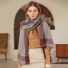 Load image into Gallery viewer, Scarf Border Color-Contrast Check Printed Shawl Scarf Direct Supply Women's Scarf
