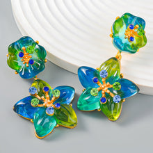 Load image into Gallery viewer, Five-Pointed Star Resin Diamond Flower Earrings Female Bohemian Ethnic Girls Earrings
