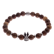 Load image into Gallery viewer, 8mm Natural Round Cylinder Wood Beads Bracelet Men Classic Elastic Buddhist Prayer Buddha Bracelet Hommes

