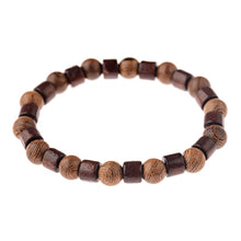 Load image into Gallery viewer, 8mm Natural Round Cylinder Wood Beads Bracelet Men Classic Elastic Buddhist Prayer Buddha Bracelet Hommes
