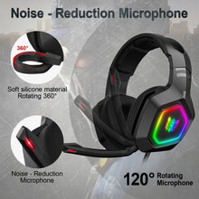 Load image into Gallery viewer, Head-Mounted Professional Gaming Headset RGB Colorful Lighting Mic PC Phone PS4 XBOX Switch Gamer Wired Headphone
