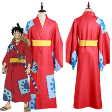 Load image into Gallery viewer, One Piece Wano Country Monkey D. Luffy Cosplay Costume Kimono Outfits Halloween Carnival Suit
