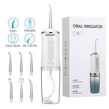 Load image into Gallery viewer, Oral Irrigator 3 Modes USB Rechargeable Water Flosser Portable Dental Water Jet Waterproof Irrigator Dental Teeth Cleaner+6 Jet
