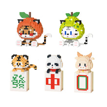 Load image into Gallery viewer, Orange Tiger Mini Building Blocks Big Fortuue And Great Profit Panda Tiger Mahjong Micro Bricks Figures Toy For Kid Gift
