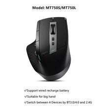 Load image into Gallery viewer, MT550/MT750S Multi-mode Wireless Mouse Bluetooth 3.0/4.0 And 2.4G Switch For Four Devices Connection Computer Gaming Mouse
