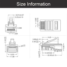 Load image into Gallery viewer, 20/50/100pcs RJ45 Connector 6U Gold PlatedPass Through Ethernet Cables Module Plug Network RJ-45 Crystal Heads Cat5 Cat5e
