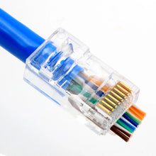 Load image into Gallery viewer, 20/50/100pcs RJ45 Connector 6U Gold PlatedPass Through Ethernet Cables Module Plug Network RJ-45 Crystal Heads Cat5 Cat5e
