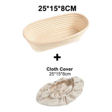 Load image into Gallery viewer, Oval/Round Natural Rattan Fermentation Bread Basket Dough Wicker Rattan Mass Proofing Proving Baskets Rattan with Cover
