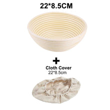Load image into Gallery viewer, Oval/Round Natural Rattan Fermentation Bread Basket Dough Wicker Rattan Mass Proofing Proving Baskets Rattan with Cover
