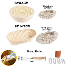 Load image into Gallery viewer, Oval/Round Natural Rattan Fermentation Bread Basket Dough Wicker Rattan Mass Proofing Proving Baskets Rattan with Cover
