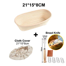Load image into Gallery viewer, Oval/Round Natural Rattan Fermentation Bread Basket Dough Wicker Rattan Mass Proofing Proving Baskets Rattan with Cover
