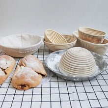Load image into Gallery viewer, Oval/Round Natural Rattan Fermentation Bread Basket Dough Wicker Rattan Mass Proofing Proving Baskets Rattan with Cover
