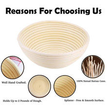 Load image into Gallery viewer, Oval/Round Natural Rattan Fermentation Bread Basket Dough Wicker Rattan Mass Proofing Proving Baskets Rattan with Cover
