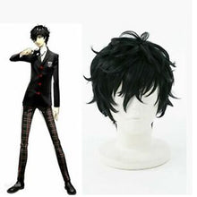 Load image into Gallery viewer, P5 Persona 5 Kurusu Akira Joker Cosplay Wig Anti-wrinkle Curly Hair Cosplay Hair+wig cap Halloween Party Role Cosplay Costumes
