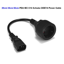 Load image into Gallery viewer, Socket Power Cable PDU UPS Cable IEC C14 Schuko CEE7/4 Power Extension Cord 20cm 30cm 50cm Power Cord
