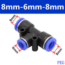 Load image into Gallery viewer, PE Air Connectors 4mm 6mm 8mm 10 12MM Pneumatic Fitting Quick Connect Slip Lock Tee 3Way Plastic Pipe Water Hose Tube Connector
