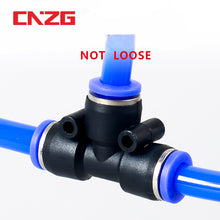 Load image into Gallery viewer, PE Air Connectors 4mm 6mm 8mm 10 12MM Pneumatic Fitting Quick Connect Slip Lock Tee 3Way Plastic Pipe Water Hose Tube Connector
