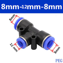 Load image into Gallery viewer, PE Air Connectors 4mm 6mm 8mm 10 12MM Pneumatic Fitting Quick Connect Slip Lock Tee 3Way Plastic Pipe Water Hose Tube Connector
