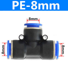 Load image into Gallery viewer, PE Air Connectors 4mm 6mm 8mm 10 12MM Pneumatic Fitting Quick Connect Slip Lock Tee 3Way Plastic Pipe Water Hose Tube Connector
