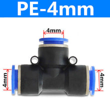Load image into Gallery viewer, PE Air Connectors 4mm 6mm 8mm 10 12MM Pneumatic Fitting Quick Connect Slip Lock Tee 3Way Plastic Pipe Water Hose Tube Connector
