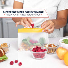 Load image into Gallery viewer, PEVA Food Storage Bag Upgrade Leakproof Top Stand Up Reusable Freezer Sandwich Ziplock Silicone Bag Food Preservation
