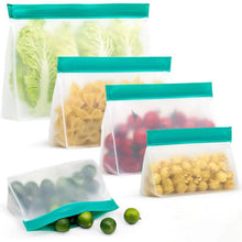 Load image into Gallery viewer, PEVA Food Storage Bag Upgrade Leakproof Top Stand Up Reusable Freezer Sandwich Ziplock Silicone Bag Food Preservation
